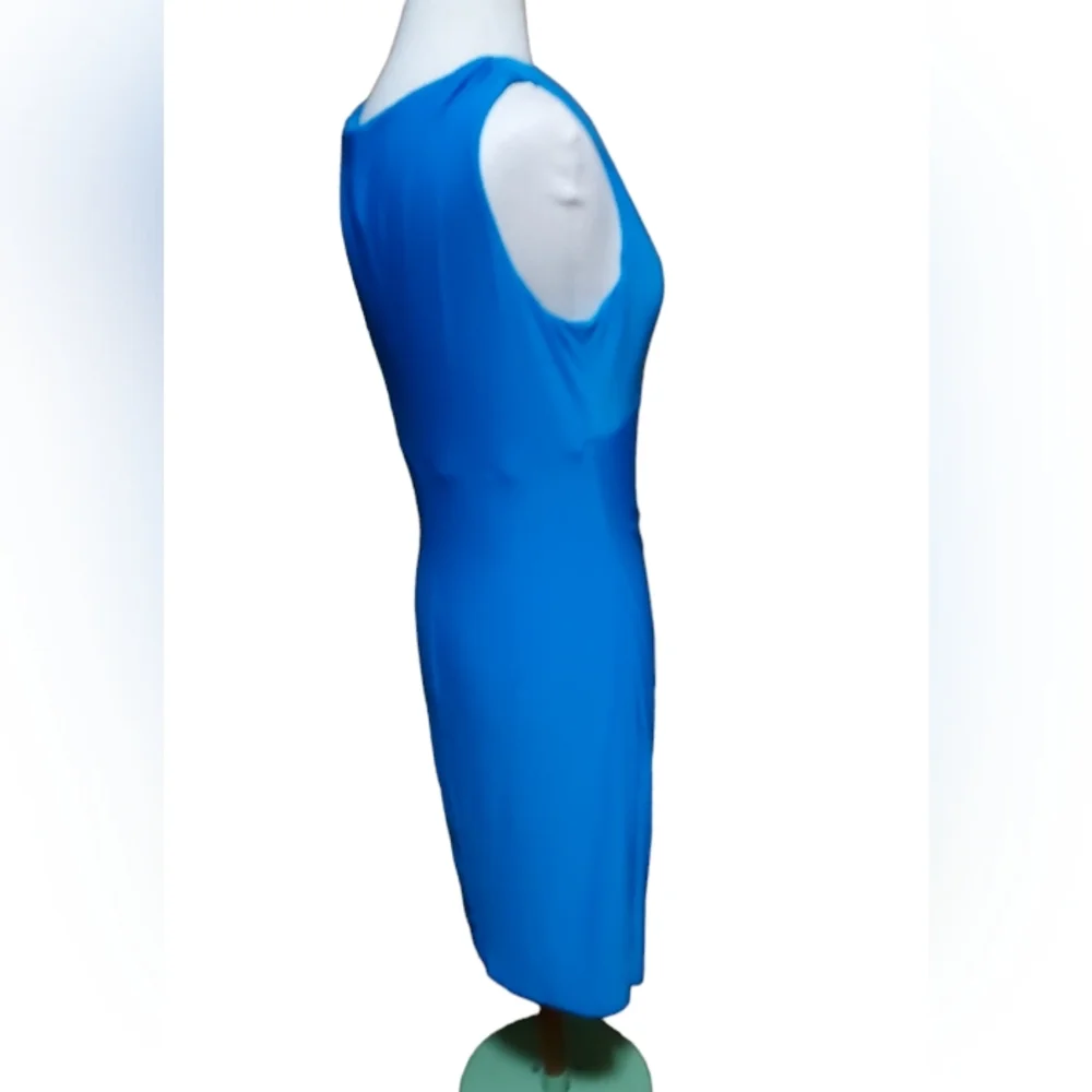 Lauren Ralph Lauren Midi Dress 14 Blue Tank Bodycon Fit Pencil Polyester… - Picture 4 of 5